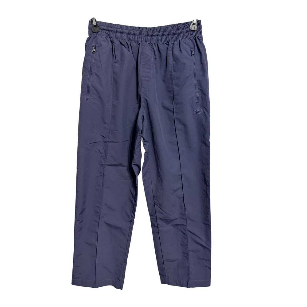 Adidas Track Pants Navy Blue Nylon Track Pants Womens Small Elastic Waist Zip